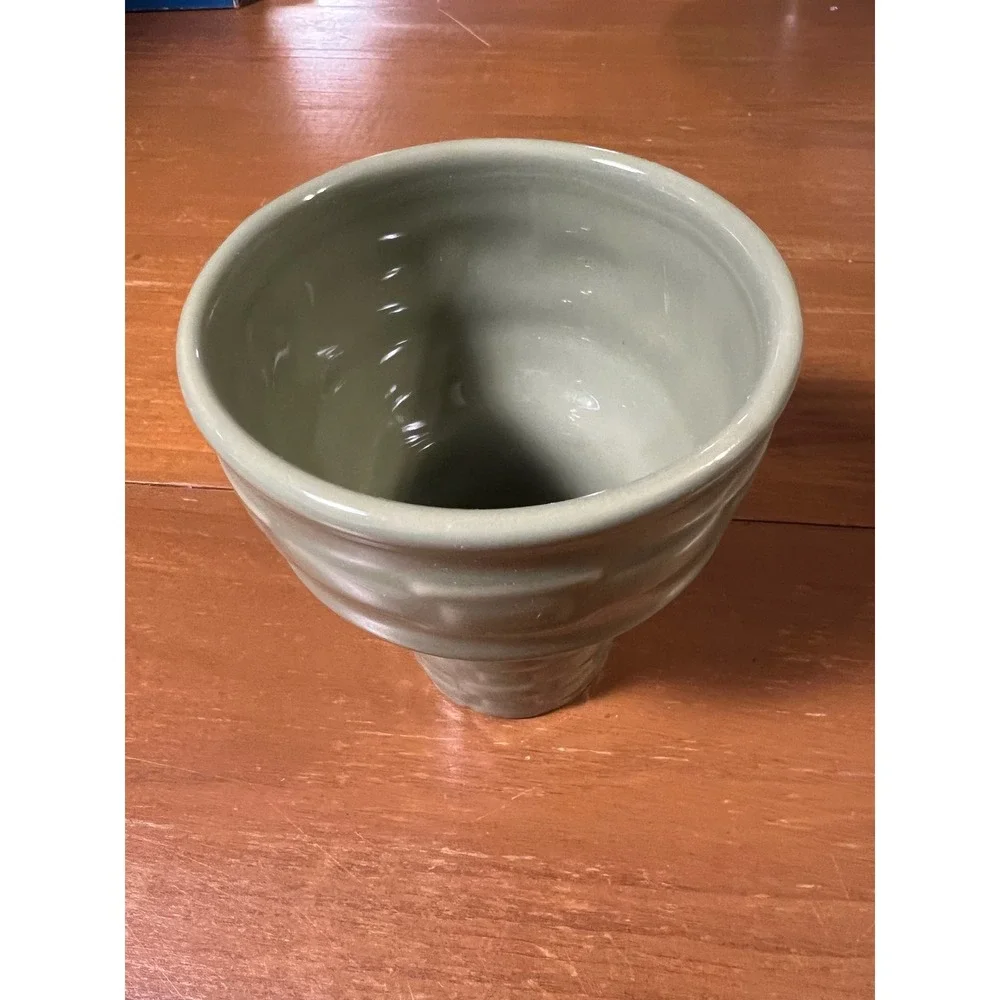 Longaberger Woven Traditions Sage Green Pottery Ice Cream Cone Cup Vitrified